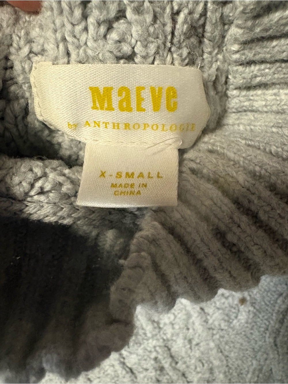 Anthropologie Maeve Cable Knit Layered Twofer Sweater Grey White Extra Small